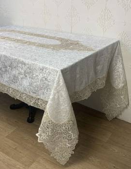 Скатертина Велюр Acme Tekstil 160x220 Moonstar Krem PVS