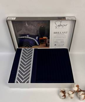 Постільна білизна Saheser Jacquard Vip Satin 200X220 Brillant Navy