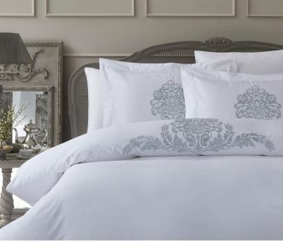 Постельное белье двуспальное евро Pepper Home Victoria White-Blue 200x220