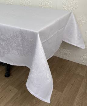 Скатертина Masali тефлон 160x260 Model 510 White - уцінений товар