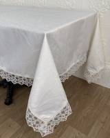 Скатертина Masali поліестер з мереживом 140х180 Model 515 Cream - уцінений товар