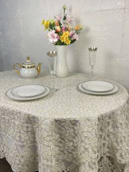 Скатертина Велюр Acme Tekstil 160x300 ovale Lux Daisy Capiccino PVS