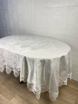 Скатертина Велюр Acme Tekstil 160x220 ovale Cinar Krem PVS