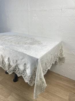 Скатертина Велюр Acme Tekstil 160x300 Lisa Krem PVS