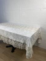 Скатертина Велюр Acme Tekstil 160x300 Lux Queen Krem-Gold PVS