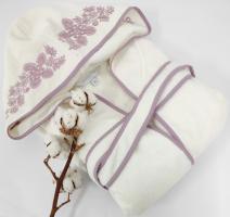 Халат жіночий Maison D'or Vignetta Ecru-Dark Lilac L