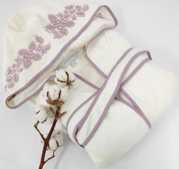 Халат жіночий Maison D'or Vignetta Ecru-Dark Lilac L