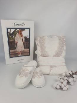 Халат жіночий Maison D'or Coralie Ecru- Pink M