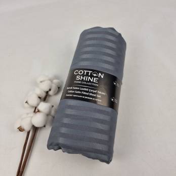Простирадло на резинці Cotton Shine 180х200 з наволочками 50х70 антрацит