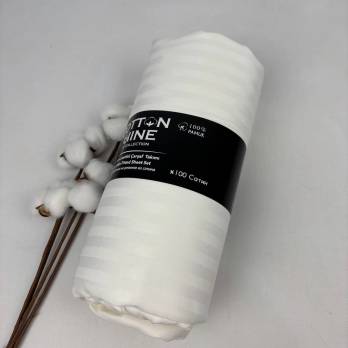 Простирадло на резинці Cotton Shine 180х200 з наволочками 50х70 крем