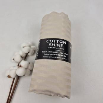 Простирадло на резинці Cotton Shine 160х200 з наволочками 50х70 бежевий