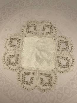 Серветка велюрова Acme з мереживом 45*45 Ceren Krem-Kahve