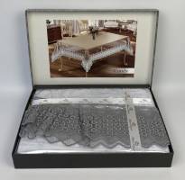 Силіконова скатертина з мереживом Maison Royale 160х340 ovale Candy Silver