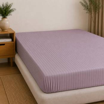 Простирадло на резинці Homey Vibe страйп-сатин 160х200 Purple