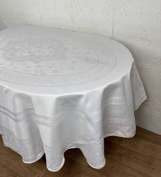 Скатертина тефлон PVS Maison Royale 160*200 ovale Artemis White - Уцінений товар
