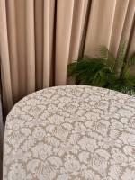 Скатертина Homey Vibe 160х500 овал водовідштовхувальна жакард Бежева