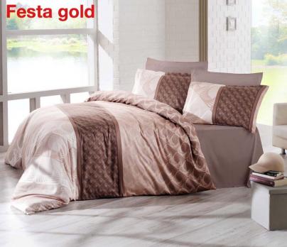Постельное белье Altinbasak сатин 200x220 Festa gold