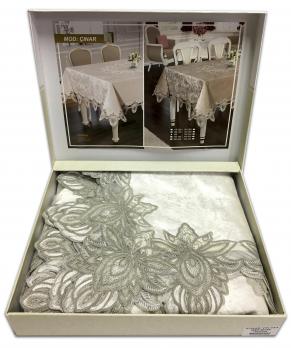 Скатерть Велюр Acme Tekstil 160x220 Cinar Krem-Silver