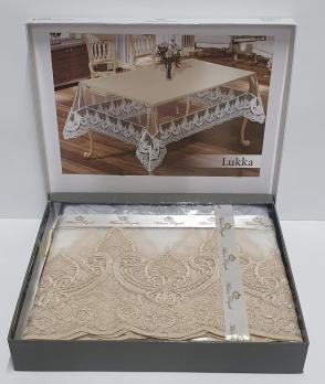Силиконовая скатерть с кружевом Maison Royale 160х300 Lukka Cappucino