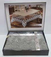 Силиконовая скатерть с кружевом Maison Royale 160х300 Lukka Grey