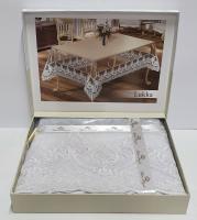 Силиконовая скатерть с кружевом Maison Royale 160х300 Lukka White