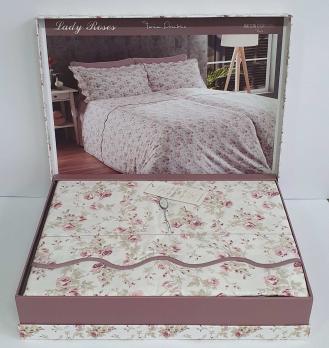 Постільна білизна Maison D'or сатин 200х220 Lady Roses Dark Lilac