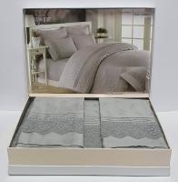 Постільна білизна Maison D'or R J.Simone сатин з мереживом 200х220 Grey
