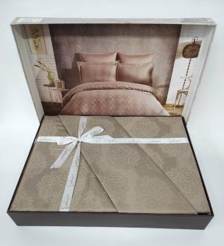 Постільна білизна Saheser Jacquard Vip Satin 200X220 Samara Kahve