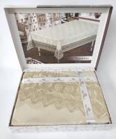Скатерть с кружевом Maison Royale 160x220 ovale Susanne Cappucino