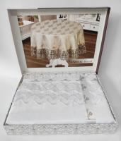 Скатерть с кружевом Maison Royale 160 круг Susanne White