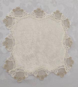 Серветка велюрова Acme з мереживом 40 * 40 Damla Krem