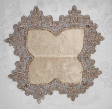 Серветка велюрова Acme з мереживом 40 * 40 Payidar Cappicino