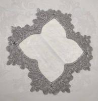 Салфетка велюровая Acme с кружевом 40*40 Payidar Krem-Silver