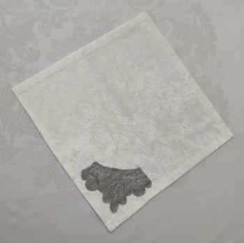 Салфетка велюровая Acme с кружевом 35*35 Payidar Krem