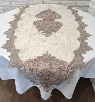 Доріжка велюрова Acme з мереживом 70 * 160 Payidar Cappicino