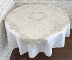 Скатерть квадратная велюровая Acme с кружевом 100*100 Rose Cappicino