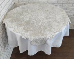 Скатерть квадратная велюровая Acme с кружевом 100*100 Quenn Cappicino