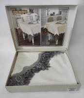 Скатерть Велюр Acme Tekstil 160 круг Payidar Cream-Silver