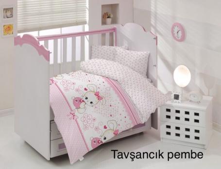 Постільна білизна Altinbasak ранфорс 100x150 см Tavsancik pembe