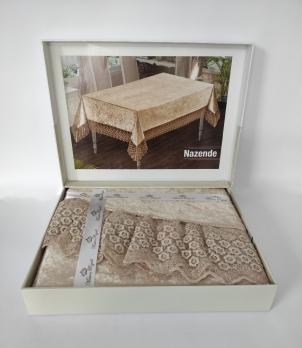 Скатерть Велюр Maison Royale 160x350 ovale Nazende Cappucino