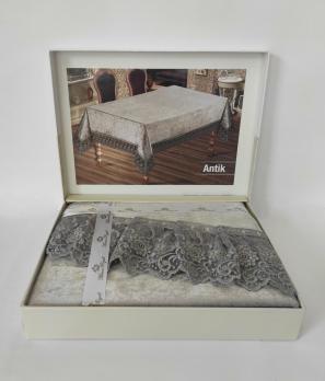 Скатертина велюрова Maison Royale 160x260 ovale Antik Grey
